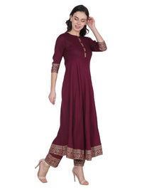 VASTRAMANIAA Women's Rayon Kurta Palazzo Ethnic Set