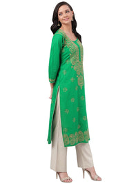 Ada Lucknowi Hand Embroidered Chikankari Straight Cotton Kurti Kurta for Women A188271