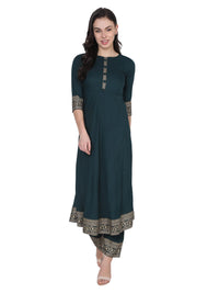 VASTRAMANIAA Women's Rayon Kurta Palazzo Ethnic Set