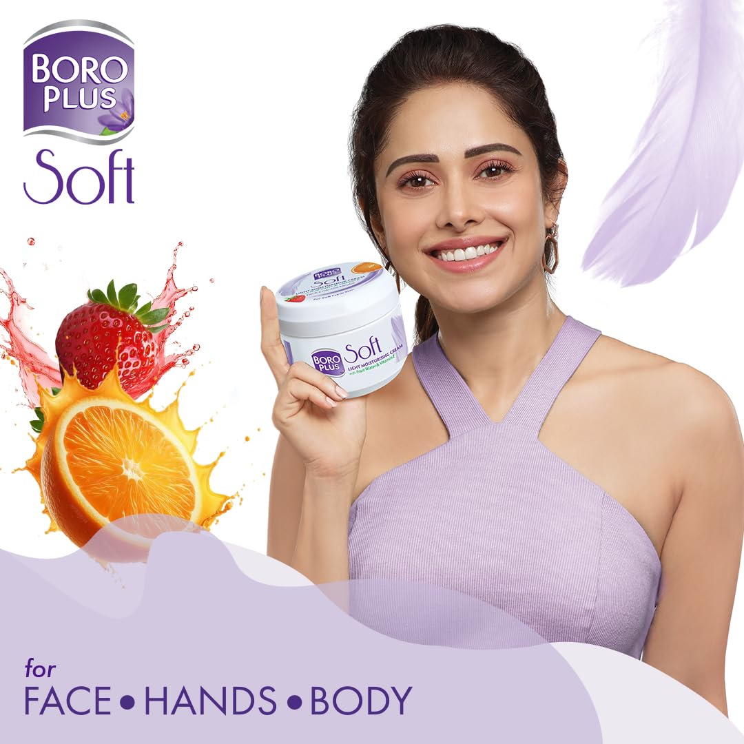 BoroPlus Soft Light Moisturising Cream | Light & Non-sticky | Provides 24 hour moisturisation|Ayurvedic Cream for all seasons |Hand Cream, Body Cream & Face Cream | Vitamin E - 300 ml (Pack of 2)