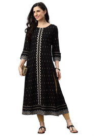 Yash Gallery Women's Rayon Geometric Printed Anarkali Kurta for Women