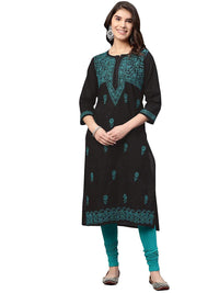 Ada Hand Embroidered Lucknow Chikankari Women's Pure Cotton Kurti Kurta
