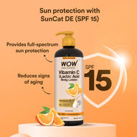 WOW Skin Science Vitamin C Body Lotion - Non Sticky & Non Greasy - Moisturising & Smoothening Care - with Vitamin C, Kakadu Plum - No Mineral Oil, Silicones & Color - 400mL