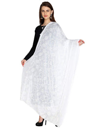 AKSHAR LLC Miss India Women's Chiffon Dupatta With Karachi Embroidery Work_2.30mtr