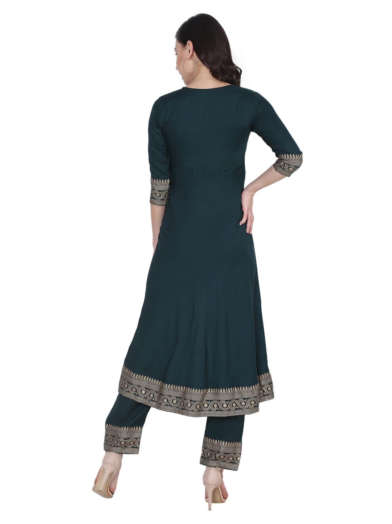 VASTRAMANIAA Women's Rayon Kurta Palazzo Ethnic Set