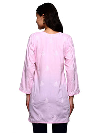 Ada Women's Cotton Top Tunic Hand Embroidered Lucknowi Chikankari Short Kurti