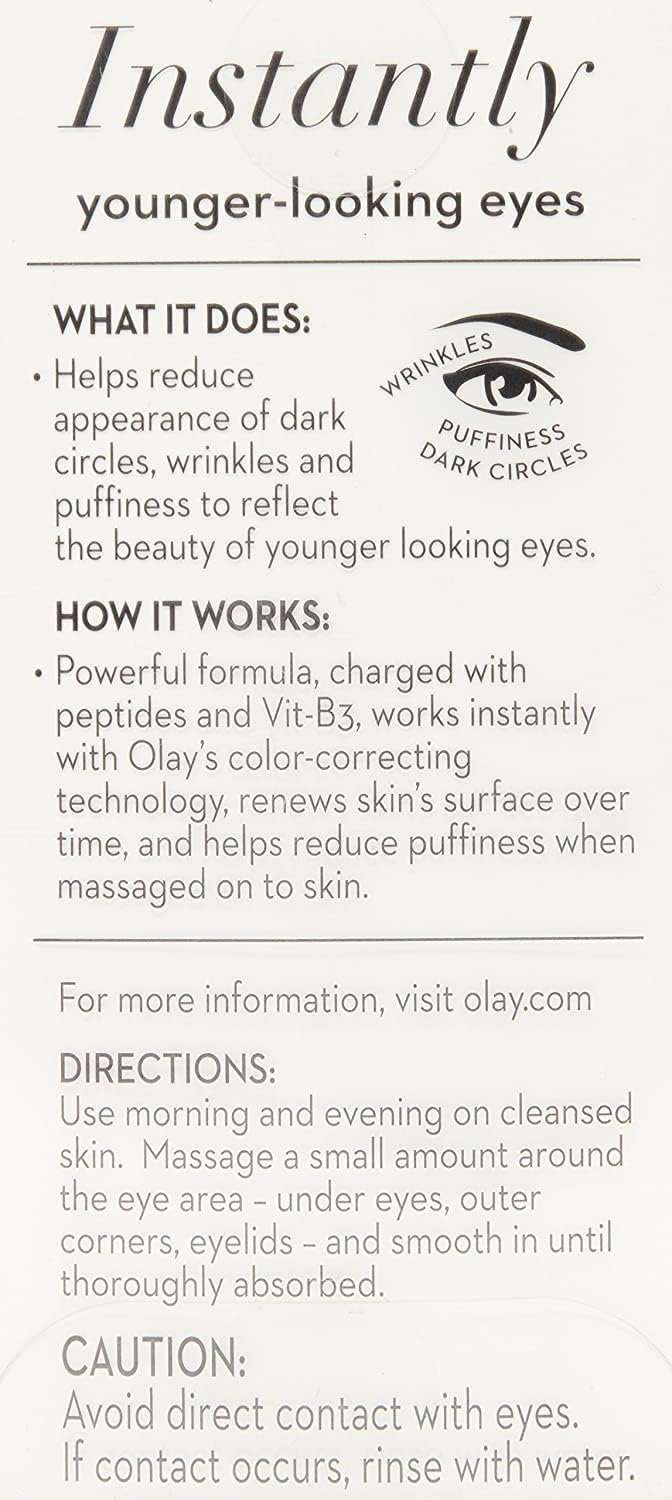 olay eye cream | Reduces Dark Circle, Wrinkles and Puffiness | With Peptides and Niacinamide | Normal, Oily, Dry & Combination Skin l Paraben & Sulphate free | (15ml, (Ultimate Eye Cream)