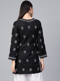 Ada Women's Cotton Top Tunic Hand Embroidered Lucknowi Chikankari Short Kurti