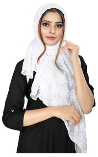 AKSHAR LLC Women's Designer Pure Chiffon Dupatta with Pure Cotton Thread Embroidery Work