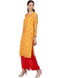 Ada Lucknowi Hand Embroidered Chikankari Women's Georgette Kurta Kurti with Slip