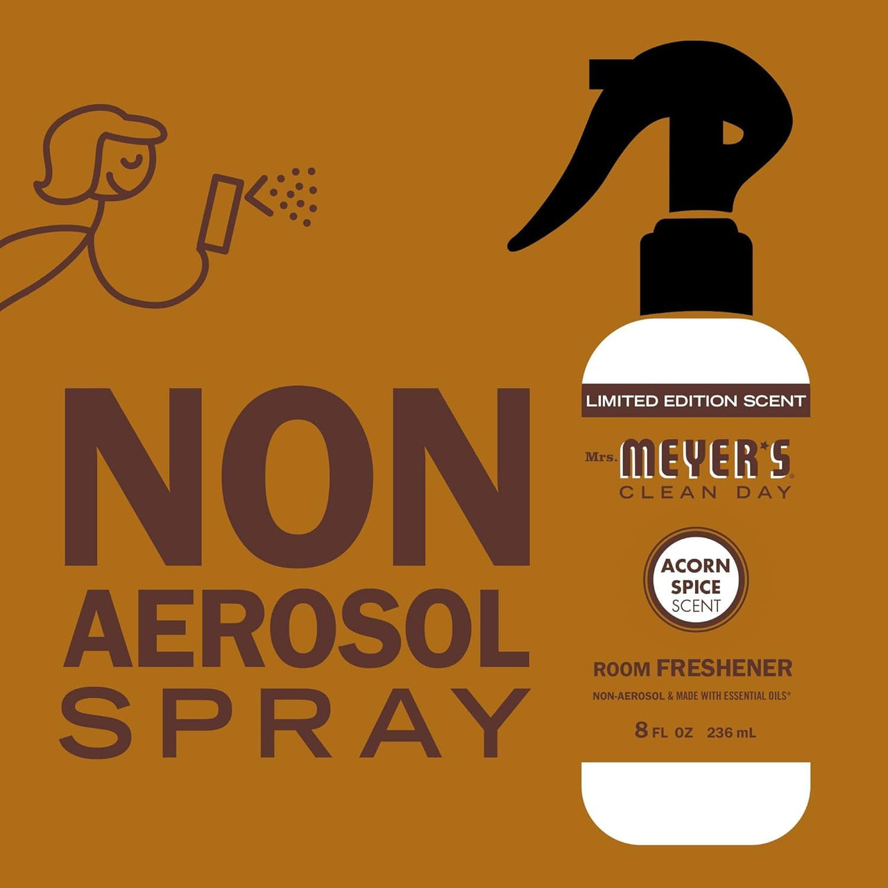 MRS. MEYER's CLEAN DAY Room and Air Freshener Spray, Non-Aerosol Spray Bottle Infused with Essential Oils, Lemon Verbena, 8 fl. oz - Pack of 3 8 Fl Oz (Pack of 3)