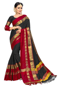 PAREVDEE Women's Dobby Cotton Saree With Blouse Piece