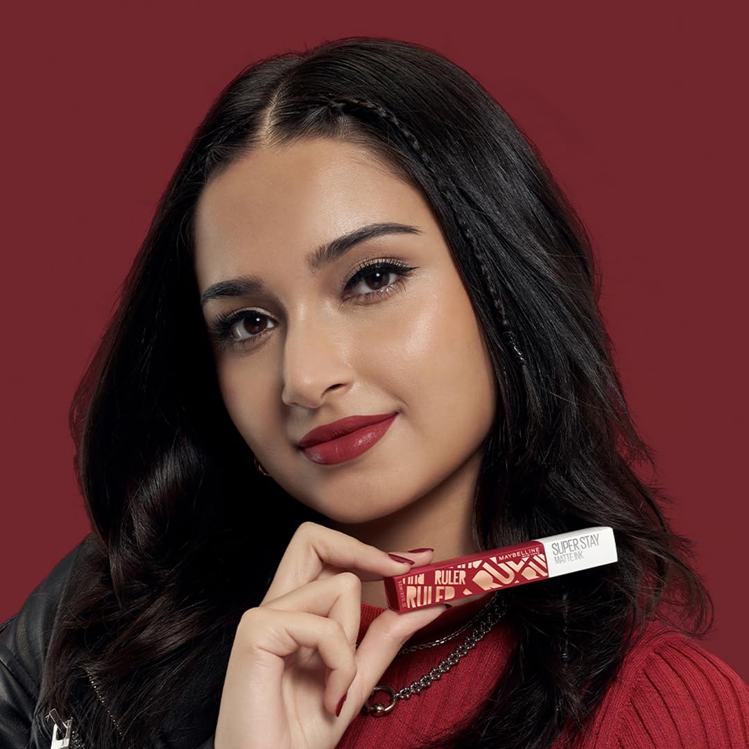 Maybelline New York Liquid Matte Lipstick, Long Lasting, 16hr Wear, Superstay Matte Ink, Ruler, 5ml