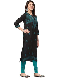 Ada Hand Embroidered Lucknow Chikankari Women's Pure Cotton Kurti Kurta