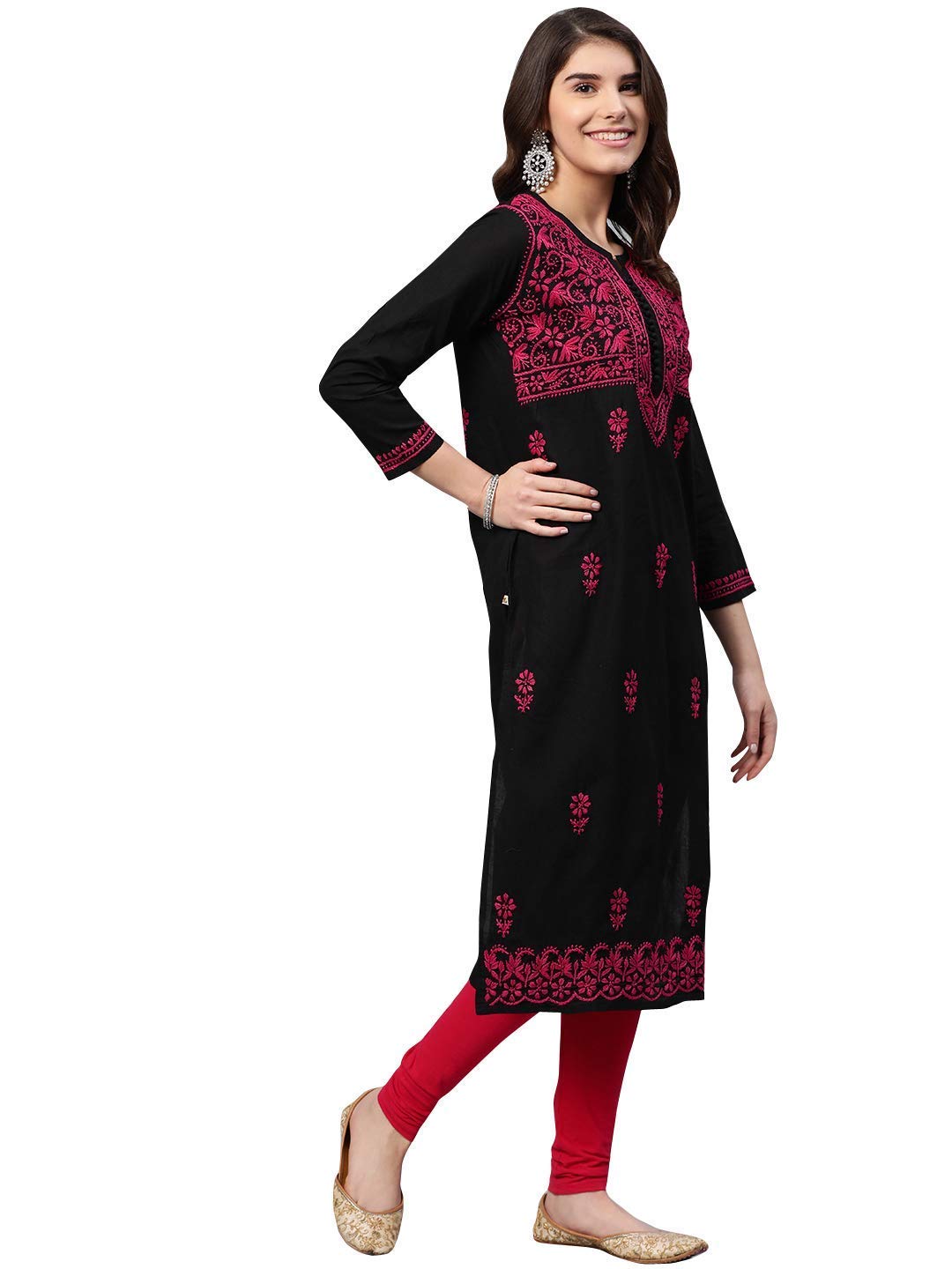 Ada Hand Embroidered Lucknow Chikankari Women's Pure Cotton Kurti Kurta