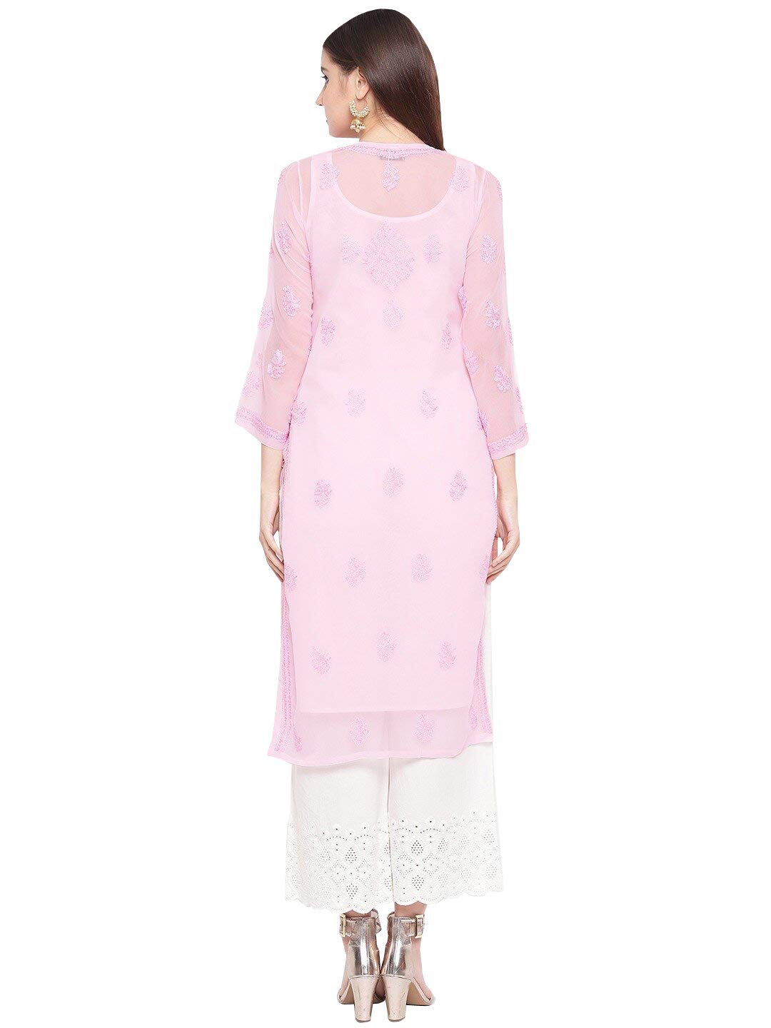 Ada Lucknowi Hand Embroidered Chikankari Women's Georgette Kurta Kurti with Slip