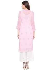 Ada Lucknowi Hand Embroidered Chikankari Women's Georgette Kurta Kurti with Slip