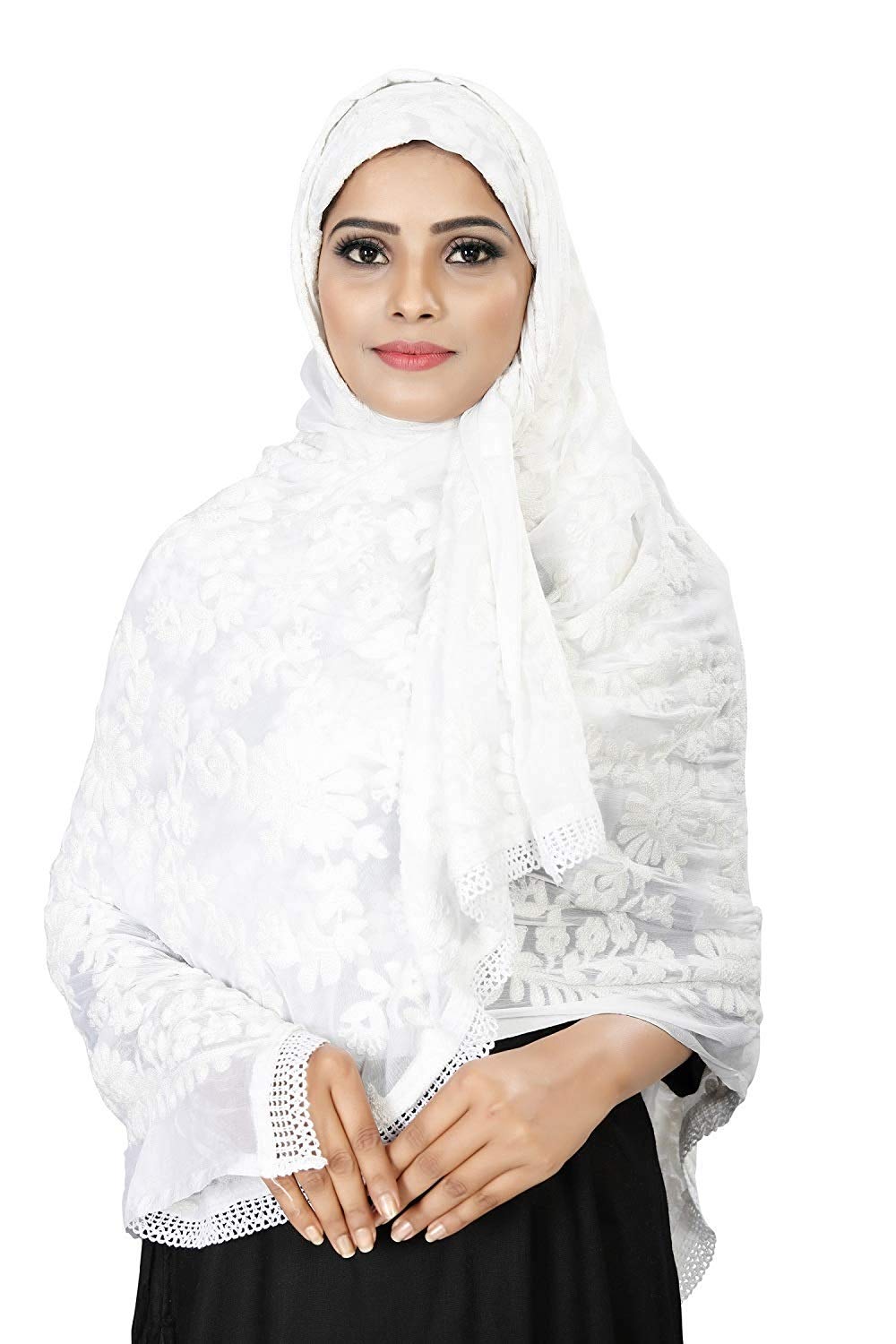 AKSHAR LLC Women's Embroidered Chiffon Dupatta