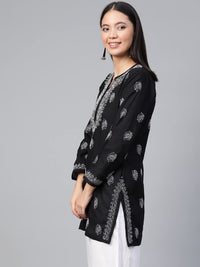 Ada Women's Cotton Top Tunic Hand Embroidered Lucknowi Chikankari Short Kurti