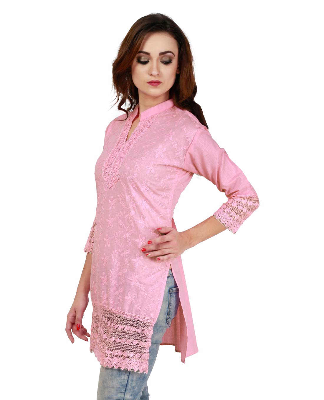 ZUNN Women's Chikankari Cotton Straight Kurta