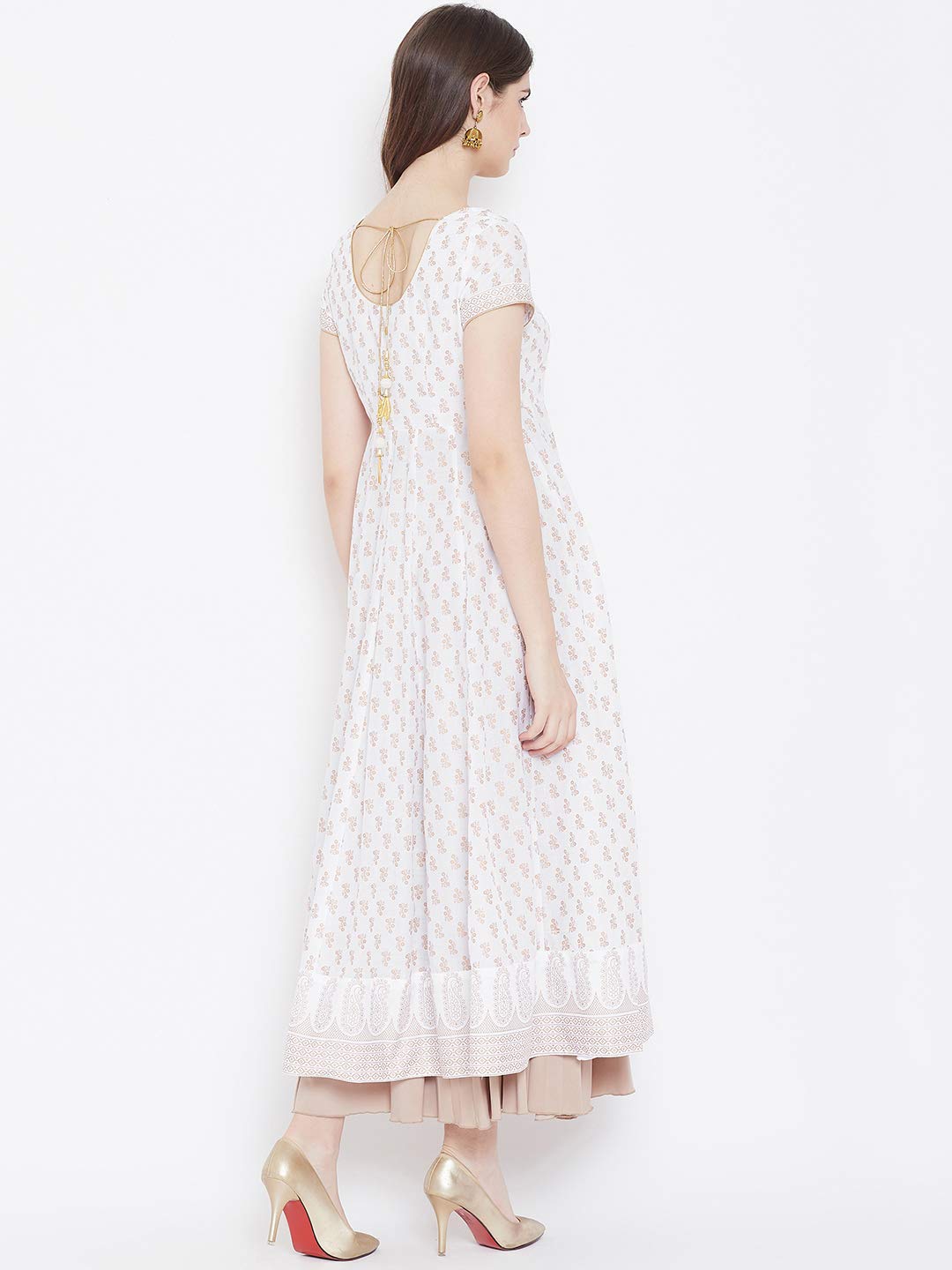 "PH" POSHAKHUB Adorable Women's Soft Cotton Printed Cap Sleeve Anarka Kurti