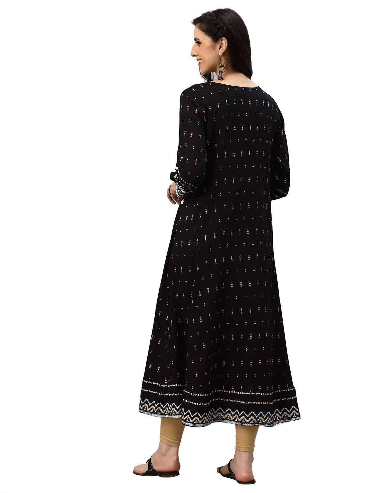Yash Gallery Women's Rayon Geometric Printed Anarkali Kurta for Women