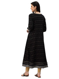 Yash Gallery Women's Rayon Geometric Printed Anarkali Kurta for Women