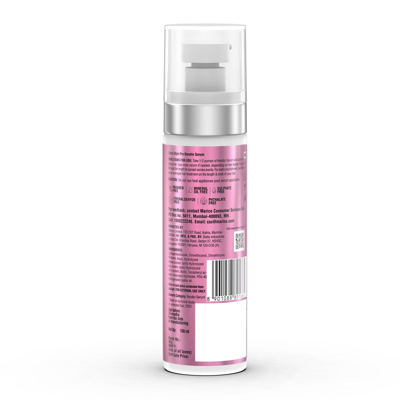 Livon Style Pro Keratin Hair Serum for Women | 10X Stronger & Smoother Hair| With Keratin & Biotin| All Hair Types| 100 ml