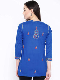 Ada Women's Cotton Top Hand Embroidered Lucknowi Chikankari Tunic Kurti
