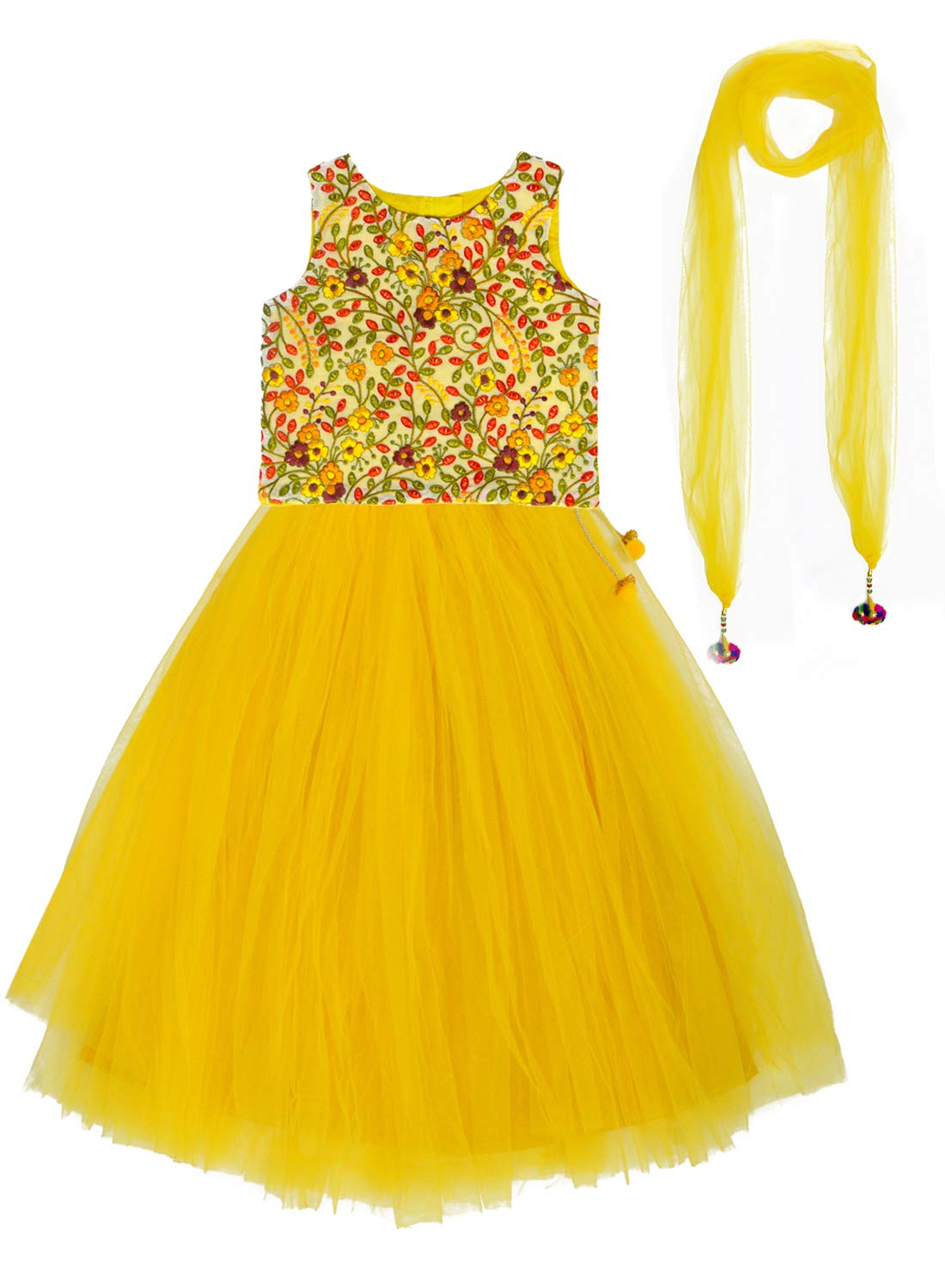A.T.U.N Girls Lehenga Choli Multi-Turquoise