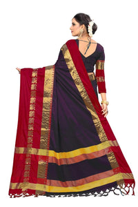 PAREVDEE Women's Dobby Cotton Saree With Blouse Piece