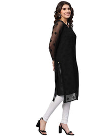 Ada Lucknowi Hand Embroidered Chikankari Women's Georgette Kurta Kurti with Slip