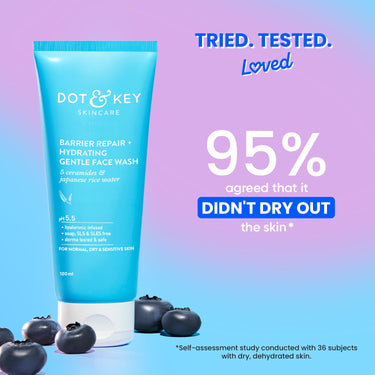 DOT & KEY Barrier Repair + Hydrating Gentle Face Wash With Probiotic | Ceremide Face Wash | For Dry Skin,Normal Skin & Sensitive Skin | Gently Cleanses Skin From Dirt & Oil For Unisex,100Ml