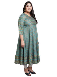 Yash Gallery Women's Plus Size Plus Size Rayon Floral Printed Anarkali Kurta for Women