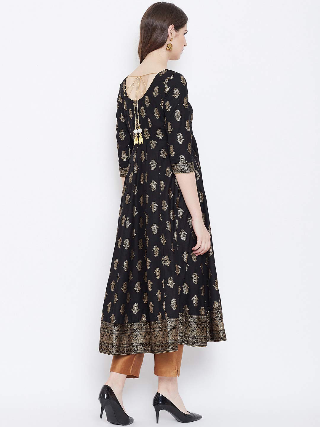 "PH" POSHAKHUB Adorable Women's Soft Cotton Printed Cap Sleeve Anarka Kurti