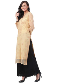 Ada Lucknowi Hand Embroidered Chikankari Women's Georgette Kurta Kurti with Slip