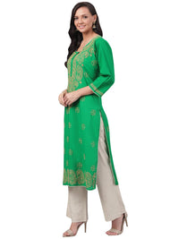 Ada Lucknowi Hand Embroidered Chikankari Straight Cotton Kurti Kurta for Women A188271