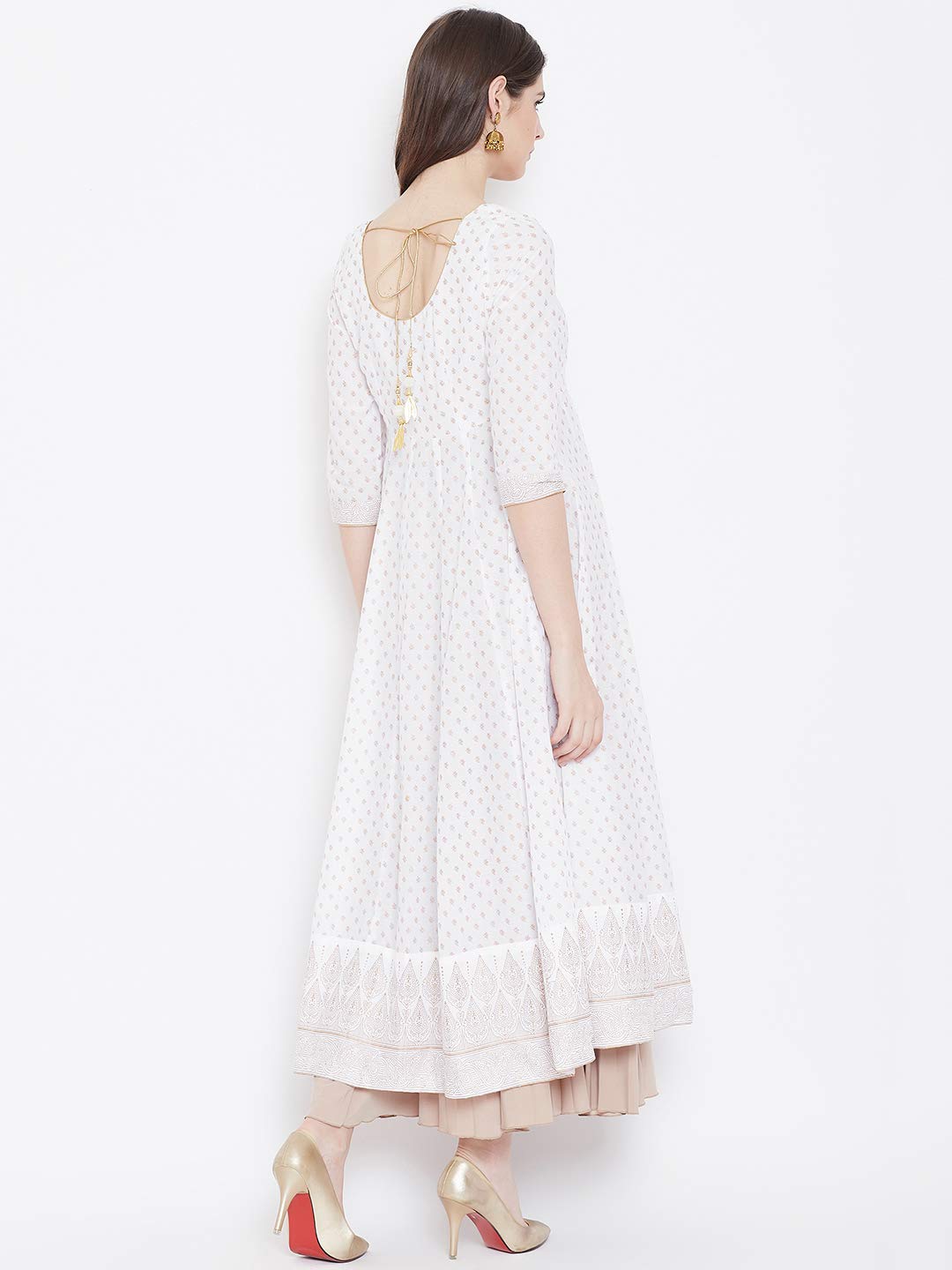 "PH" POSHAKHUB Adorable Women's Soft Cotton Printed Cap Sleeve Anarka Kurti