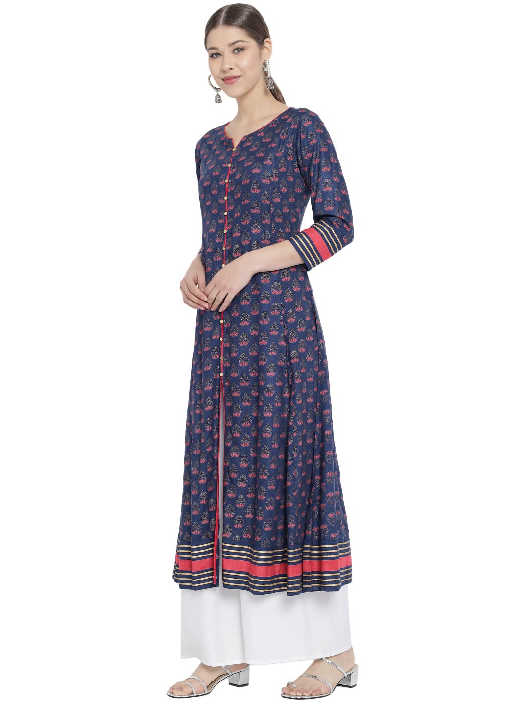Yash Gallery Women's Rayon Floral Printed Anarkali Kurta for Women