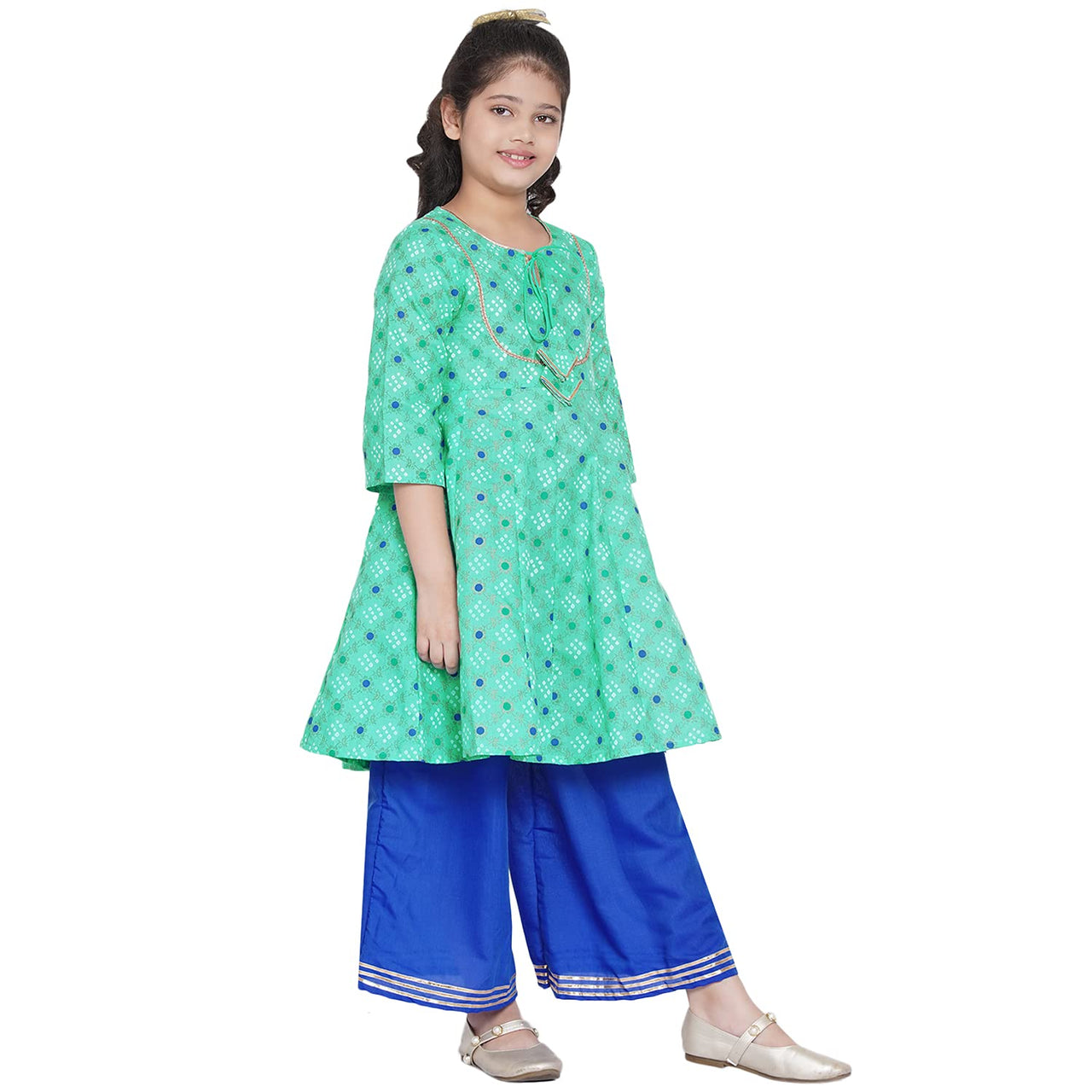 Bitiya By Bhama Girl's Cotton Blend Kurta & Palazzo