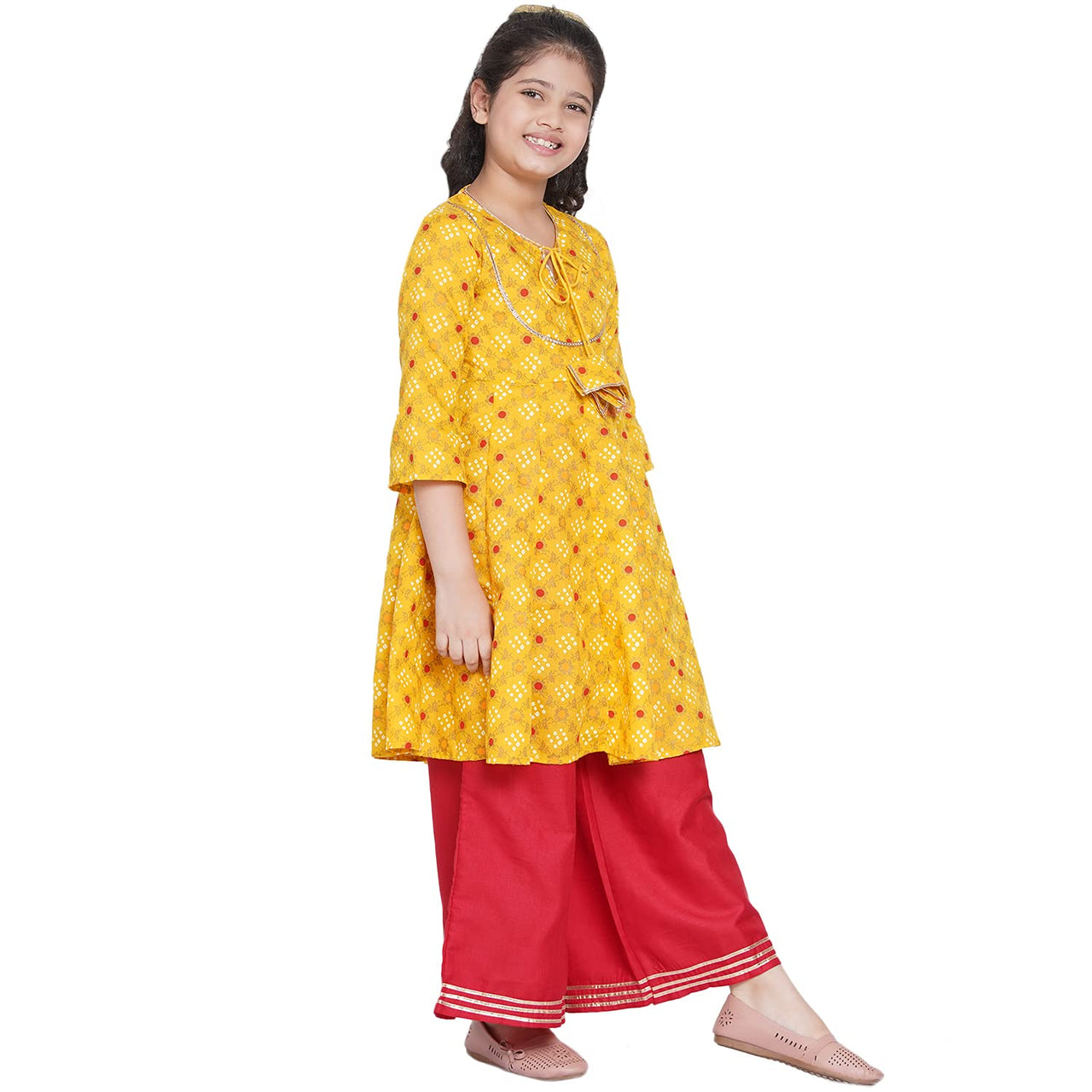 Bitiya By Bhama Girl's Cotton Blend Kurta & Palazzo