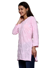 Ada Women's Cotton Top Tunic Hand Embroidered Lucknowi Chikankari Short Kurti