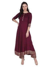 VASTRAMANIAA Women's Rayon Kurta Palazzo Ethnic Set
