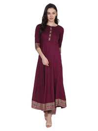 VASTRAMANIAA Women's Rayon Kurta Palazzo Ethnic Set