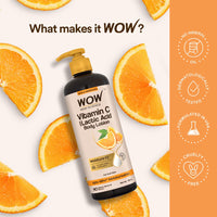 WOW Skin Science Vitamin C Body Lotion - Non Sticky & Non Greasy - Moisturising & Smoothening Care - with Vitamin C, Kakadu Plum - No Mineral Oil, Silicones & Color - 400mL