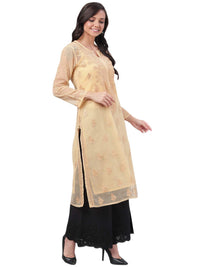 Ada Lucknowi Hand Embroidered Chikankari Women's Georgette Kurta Kurti with Slip