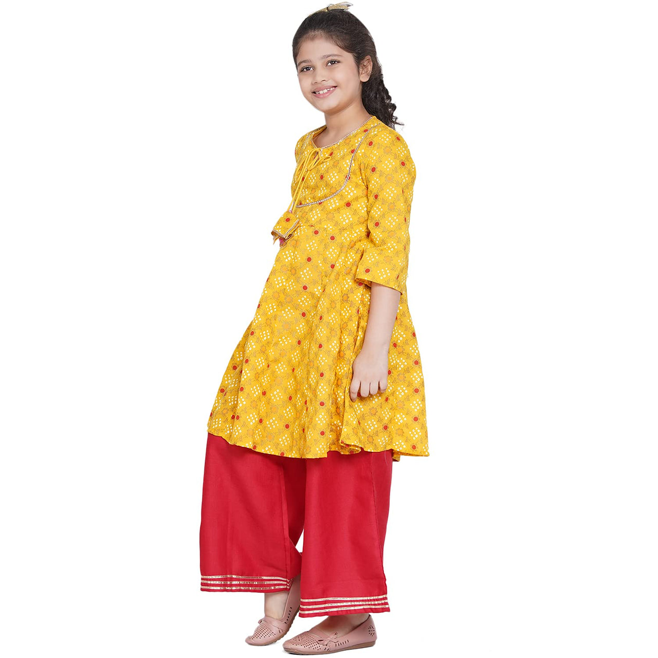 Bitiya By Bhama Girl's Cotton Blend Kurta & Palazzo