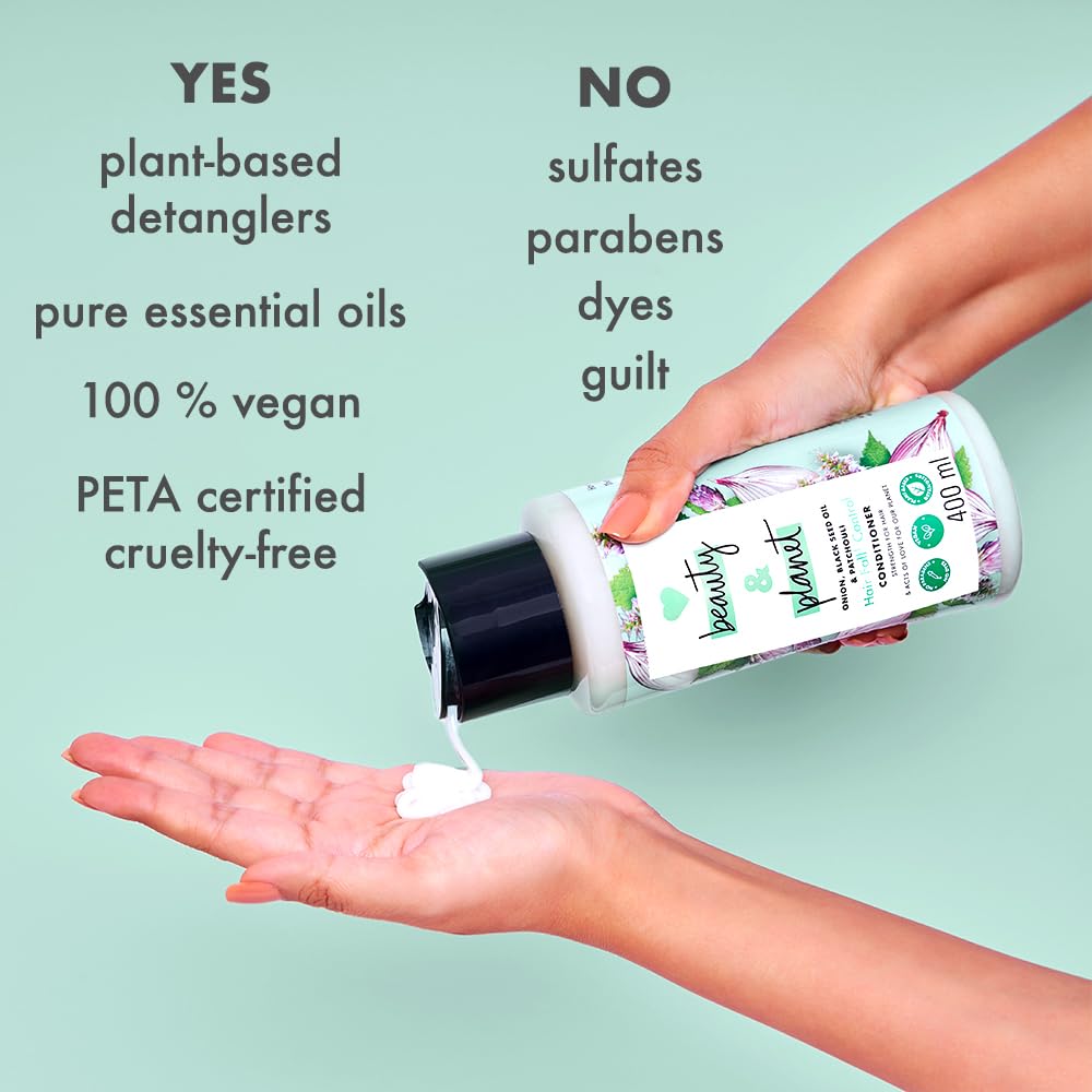 Love Beauty & Planet Onion Oil|| Blackseed Oil & Patchouli Hairfall Control Conditioner|| No Parabens|| No Dyes Patchouli Essential Oil, 200 Millilitre