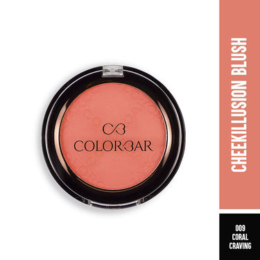 Colorbar Cheekillusion Blush - 009 Coral Craving & Blend-itude Makeup Sponge - HoT Black 001 Combo
