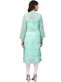 Ada Lucknowi Hand Embroidered Chikankari Women's Georgette Kurta Kurti with Slip